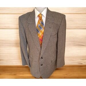 Vintage TownCraft‎ Tweed Sport Coat Gray Blue Brown Houndstooth Jacket Sz 46L